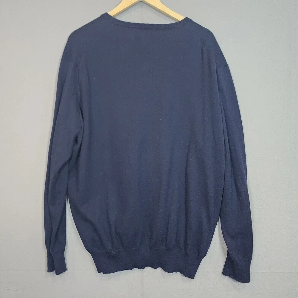 Polo Ralph Lauren Sweater Navy Pima Cotton‎ V-Neck Mens 1XB